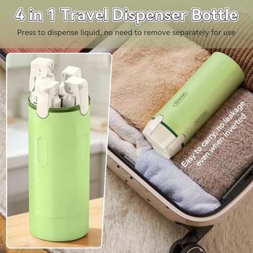 4 in 1 Travel Dispenser Bottle, 30ML/Pack Squeeze Bottles, Portable Refillable Containers for Toiletries/Shampoo/Conditioner/Shower Gel (Green) - color: Green
