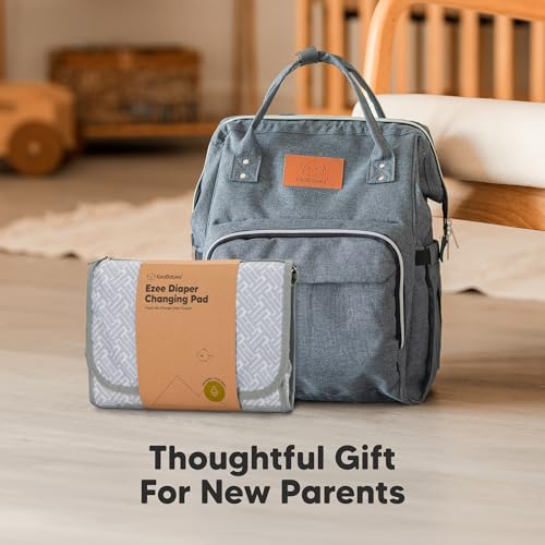 KeaBabies Portable Diaper Changing Pad, Travel, Car - Large Waterproof Baby Changing Mat, Wipeable, Padded, On The Go Travel Diaper Clutch Bag, Easy to Use Pockets for Newborn Essentials (Gray Mod) - color: Gray Mod