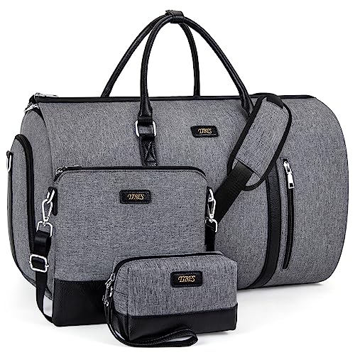 Convertible 2-in-1 Garment Bags for Travel, Carry On Garment Duffle Bag With Shoe Compartment Large Weekender Bag for Women Men Hanging Suitcase Suit Travel Duffel Overnight Bags 4pcs Set - color: D-Grey