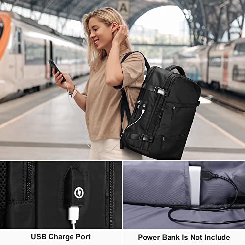 HOMIEE Travel Laptop Backpack for Men Women, Personal Item Carry On Bag, Dry Wet Separation, Weekender Business Hiking Camping College Bag, Mochila de Viaje, Black - color: Black, size: X-Large