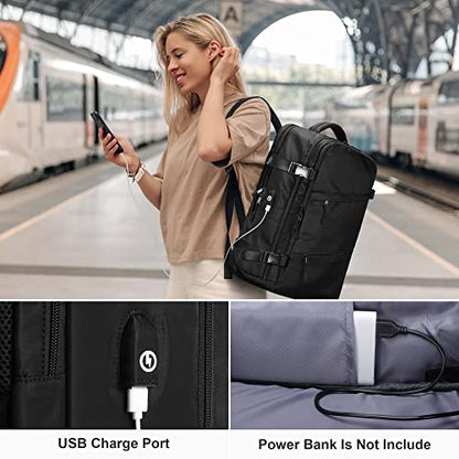 HOMIEE Travel Laptop Backpack for Men Women, Personal Item Carry On Bag, Dry Wet Separation, Weekender Business Hiking Camping College Bag, Mochila de Viaje, Black - color: Black, size: X-Large