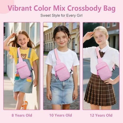 Birthday Gifts for 8 9 10 11 12 Year Old Teens Girls Kids, Fanny Pack Crossbody Bag Sling Belt Bags Purse, Dorm Travel Essentials for Girls Fashion, Preppy Tween Teen Girl Gift Trendy Stuff - color: Hot Pink Stripes