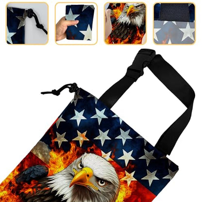 Bald Eagle with American Flag Car Garbage Bag, Small Car Trash Bag Hanging Back of Seat,Drawstring Car Trash Bag with Adjustable Buckle,Car Accessories for Camping Travelling - color: Bald Eagle with American Flag