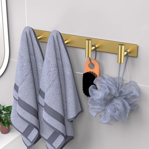 VAEHOLD Hat and Coat Wall Mount Rack - Hooks for Robes, Bags, Keys, and Towels - Bathroom Towel Hanger Organizer (Gold, “T“ Shape 4 Hooks 1 Pack) - color: Gold, size: “T“ Shape 4 Hooks 1 Pack