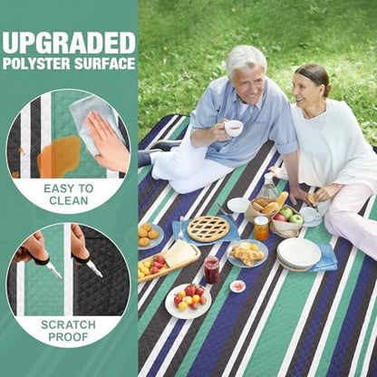 Picnic Blankets Outdoor Extra Large - 80"x80" Waterproof Beach Blanket, Machine Washable 3-Layer Foldable Park Mat with Sandproof Backing for Grass, Hiking, Travel, Concerts, Indoor (NavyBlue) - color: Navy