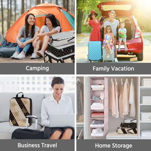 7 Pcs Compression Packing Cubes for Travel, Waterproof Suitcase Luggage Backpack Organizer with Toiletry Bag Travel Essentials for Women/Men-Bees - color: Black-Bees