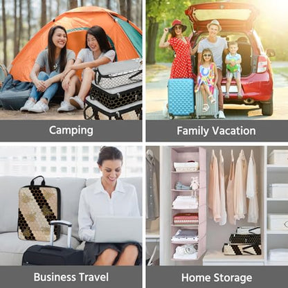 7 Pcs Compression Packing Cubes for Travel, Waterproof Suitcase Luggage Backpack Organizer with Toiletry Bag Travel Essentials for Women/Men-Bees - color: Black-Bees