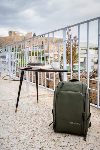 NOMATIC 14L Travel Pack - Mens Travel Backpack - Expandable to 21L - Water Resistant Daypack - TSA-Ready - Lightweight Business Traveling Backpack for Men - 15" Laptop Compartment - color: Olive, size: 14L