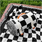 2 in 1 Extra Large Boho Beach Blanket Towel Picnic Mat Outdoor Rug Adult Men Guy Him Brother Dad Boyfriend Uncle Niece Best Friend Friendship Grandpa Husband Son Happy Birthday Cool Unique Gift - color: Checkered Black