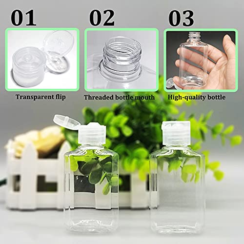 Jnnzzggu 40 Pack 2 Oz Plastic Refillable Bottles with Flip Cap,Clear Empty Hand Sanitizer Bottles,Portable Reusable Containers with Lids for Shampoo,Body Soap,Toner and Lotion