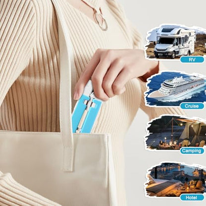 Foldable Travel Hangers for Cruise, 6 Pack Portable Collapsible Hangers with Clips, Folding & Space-Saving Suitcase Hangers for Travel, (Blue-White) - color: Blue-white