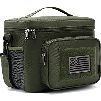 FlowFly Tactical Lunch Bag Large Insulated Lunch Box Cooler Tote for Men, Women with MOLLE/PALS Webbing (Army#Green, Large) - color: Army#Green, size: Large