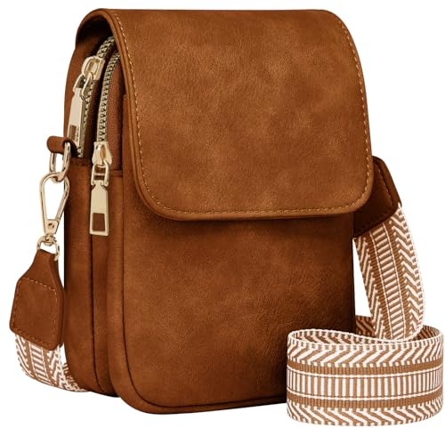 Fashion Small Crossbody Bags for Women Trendy Designer Cell Phone Purses Wallets with Card Holder Anti Theft Travel - color: Brown