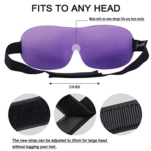 PrettyCare 3D Sleep Mask 2 Pack, Eye Mask for Side Sleeper - 3D Contoured Sleeping Mask Block Out Light for Men Women- No Eye Pressuer Night Masks with Ear Plugs & Travel Bag (Black＆Purple) - color: Black＆purple