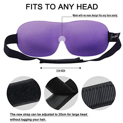 PrettyCare 3D Sleep Mask 2 Pack, Eye Mask for Side Sleeper - 3D Contoured Sleeping Mask Block Out Light for Men Women- No Eye Pressuer Night Masks with Ear Plugs & Travel Bag (Black＆Purple) - color: Black＆purple