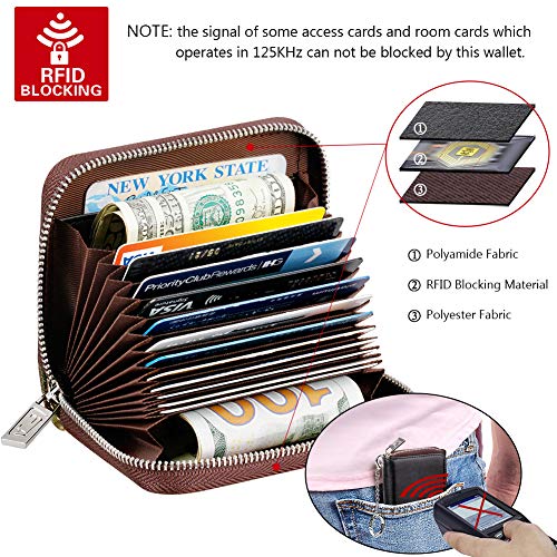 FurArt Zipper Wallet Women, RFID Blocking Credit Card Wallet, Business Card Holder, Compact Size KeyChain Wallet - color: Crazy Horse black