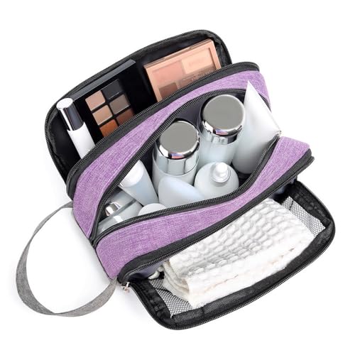 Yeiotsy Men's Travel Toiletry Bag – Small Dopp Kit with Mesh Pockets & 3 Compartments, Durable Shaving Organizer for Gym, Camping & Weekend Trips - color: Purple