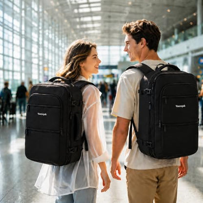 Vancropak Carry On Backpack, 40L Expandable Extra Large Travel Backpack, Flight Approved Water Resistant Luggage Suitcase Daypack, Lightweight College Business Weekender Bag for Men & Women, Black - color: A-black, size: X-Large