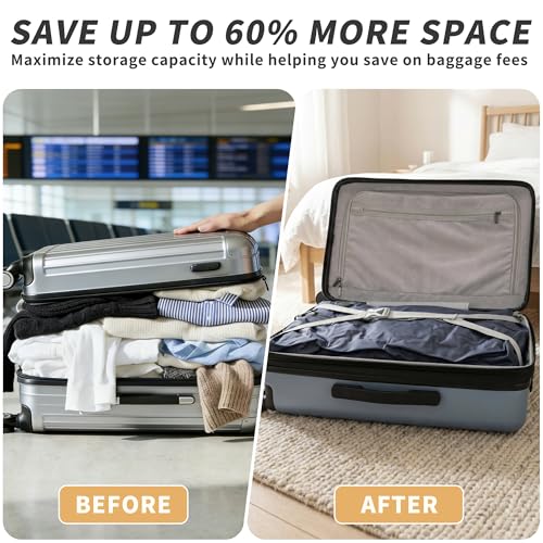 Upgraded Vacuum Bag for Travel, Professional IPX8 Waterproof Reusable Vacuum Compression Bags for Travel Suitcases, Durable Space Saver Bag - color: Navy Blue, size: 2 PC -With Pump
