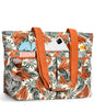 HUANLANG Large Beach Bags for Women Pool Bag with Zipper, Waterproof Sandproof Beach Tote Travel Bag with Wet Pocket - color: Orange Floral