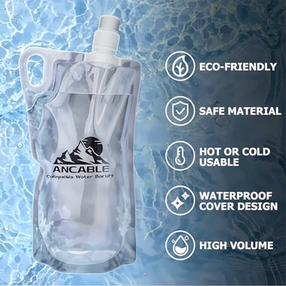 Ancable 33oz Collapsible Water Bottles, 6-Pack Reusable Travel Foldable Water Bottles for Hiking Camping Running Bike, BPA-Free Water Bottle - color: Clear x 6, size: 33 Ounces