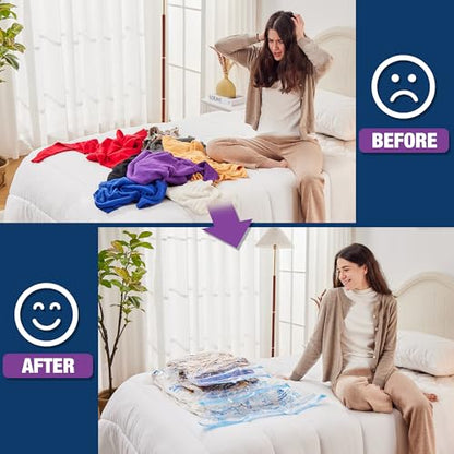 XXL Jumbo 47''X35'' Vacuum Storage Space Bags Extra Large for Blanket Bedding Comforters with Hand Pump (6 Pack) - size: 6-XXL
