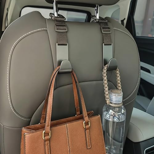 Amooca Car Headrest Hooks 4 Pack Adjustable Universal Fit Auto Seat Back Organizer Storage Hanger Purse Bags Holder with Clip Black - color: Black