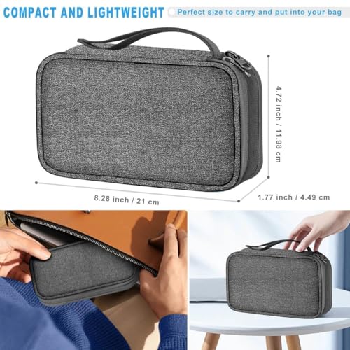 ZINMARK Portable Cable Organizer Case,Travel Pouch with Double-Layer Storage for Cables,Chargers,Earbuds & Phone,Dark Gray - color: Dark Gray