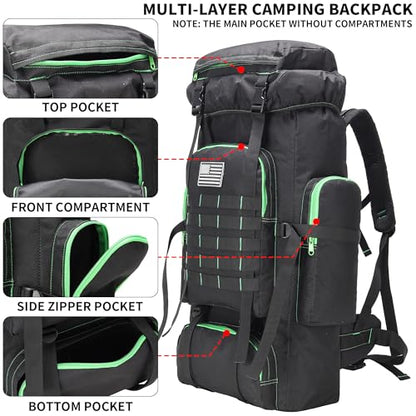 Hiking Backpack for Men 70L/100L Camping Backpack Military Rucksack Molle 3 Days Assault Pack for Climbing | Camping Backpack - color: 70l-blackgreen