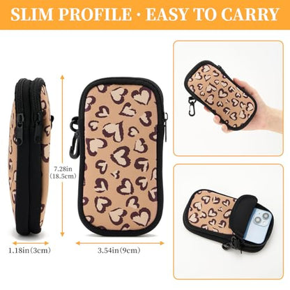 WOZEAH Double Eyeglass Case with 2 Compartments, Travel Eyewear Organizer for Two Pairs of Glasses - color: Leopard