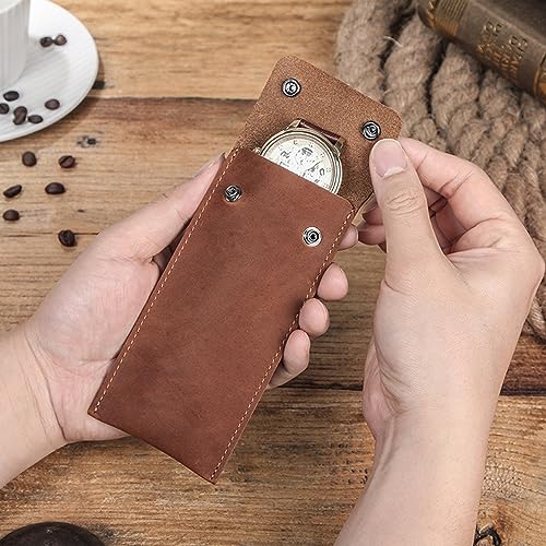 Personalized Custom Genuine Leather Watch Case,Simple Watch Bracelet Storage Bag,Portable Travel Watch Pouch (01 Brown) - color: 01 Brown