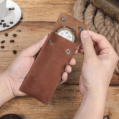 Personalized Custom Genuine Leather Watch Case,Simple Watch Bracelet Storage Bag,Portable Travel Watch Pouch (01 Brown) - color: 01 Brown