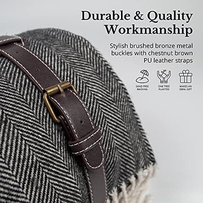 Komorebi Extra Large Picnic Blanket - 78” x 59” – Waterproof Outdoor Blanket, Foldable & Portable Sandproof Beach Blanket – Grey Travel Mat with Faux Wool & Carry Handle - color: Grey