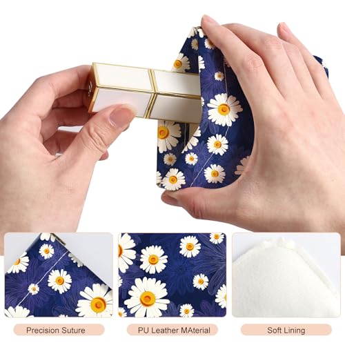 2Pcs PU Leather Small Squeeze Coin Purse Pouch Mini coin Bag Unique And Cute Wallet Cosmetic Bags Change Bag For Women Girls Men Daisy Print - color: Daisy Print