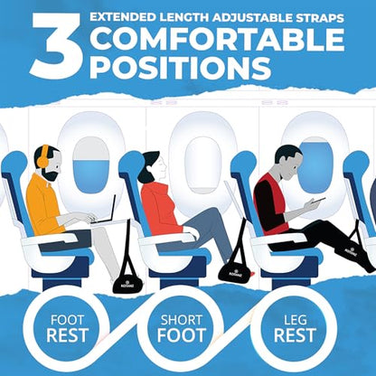 Adjustable Foot Hammock for Plane Travel – Airplane Foot Rest for Long Flight – Leg Hammock for Long Travel, Desk Leg Foot Hammock for Office - Airplane Essentials Accessories