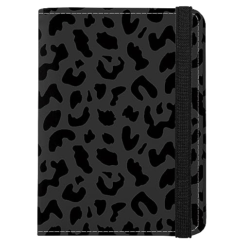Cute Passport Holder and Holder Combo Passport Cover with RFID Blocking Women Men Compatible Wallet Credit Card Protector(Black Grey Leopard Cheetah Pattern) - color: Black-D2