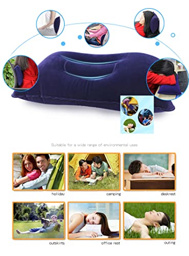 3 Pieces Inflatable Travel Pillow for Camping, Home Office Sleeping Pillow, Head Neck Lumbar Support, Ultralight Portable Compact and Soft, Airplane car Hiking Backpacking Trip Pillow