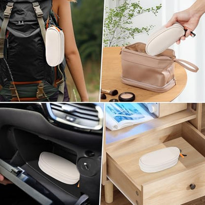 Double Eyeglasses Case Soft Portable Zipper Sunglasses Pouch with Keychain Clip for Men Women - color: Cream Pu