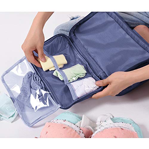 Portable Underwear Bra Storage Bag Waterproof Travel Organizers Multi-Layer Toiletry Packing Cube - color: Dark Blue