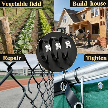 500 PCS 11.8 Inch Black Galvanized Steel Cable Ties Kit with Cable Tie Gun, Screwdriver and Protective Gloves, Heavy Duty 304 Metal Zip Ties Complete Tool Set for Industrial, Automotive, Fence Use - color: Black, size: 500PCS 1.81x11.8 Inch