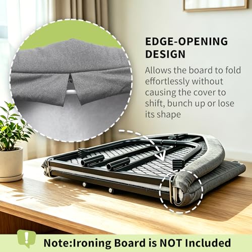 Seiritex Ironing Board Cover 12x32 inch, Fits Table Top Ironing Board Heat Reflective, Thick Padding with Elasticized Edges, Small Iron Board Cover Only (Black) - color: Black, size: 12x32