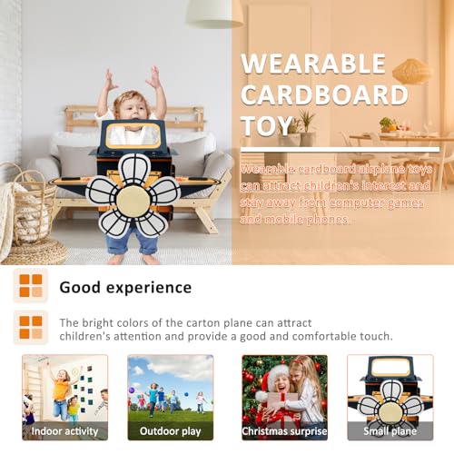 Wearable Cardboard Airplane Toy, Portable Wearing Airplane Glider, Cardboard Airplane Costume, Cardboard Making Toy Playset Paper Airplane, DIY Airplane Birthday Decorations