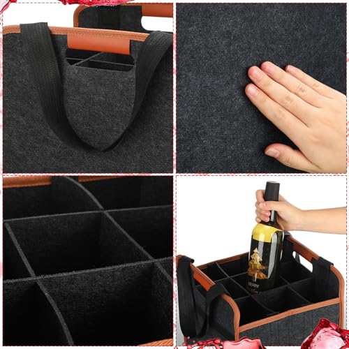 FuWeave 2 Pack Wine Carrier 6 Bottles Tote Reusable Wine tote Bags Insulated Grocery Bags for Christmas Travel, Camping and Picnic(Brown,8.07" X 29.5" X 30.5") - size: 8.07" X 29.5" X 30.5"