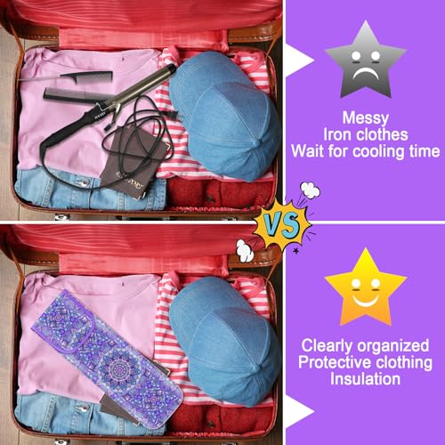 Shappy 2 Pcs Heat Resistant Hair Tools Bag Curling Iron Travel Case Cover Neoprene Flat Iron Holder Travel Case and Silicone Mat Pouch for Hot Hair Tools Storage Organizer(Mandragora) - style: Mandragora