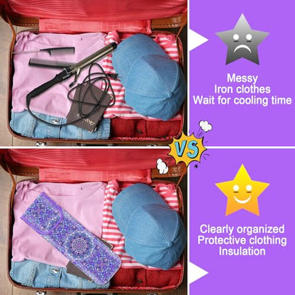 Shappy 2 Pcs Heat Resistant Hair Tools Bag Curling Iron Travel Case Cover Neoprene Flat Iron Holder Travel Case and Silicone Mat Pouch for Hot Hair Tools Storage Organizer(Mandragora) - style: Mandragora