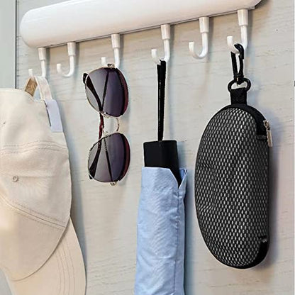 Yamrots 2 Pcs Zipper Hard Sunglasses Cases Portable Travel Eyeglasses Cases with Plastic Hook - color: Black White