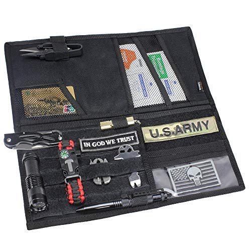 WYNEX Tactical Car Visor Organizer with Double-Sided MOLLE Panel, Universal Vehicle Sun Visor Storage for Essentials & Gear, Compatible with Cars, Pickup Trucks, Vans, SUVs - color: Black (Double-Side)