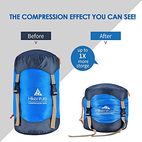 Hikenture Compression Sack for Sleeping Bag, Upgrade Anti-Tear Nylon Sleeping Bag Stuff Sack, 10L/14L/20L/30L Water-Resistant Compression Bag, Storage Bag - color: Blue, size: 20L