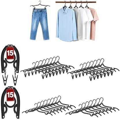 Travel Hangers, Cruise Ship Essentials Travel Essentials, Portable Cruises Must Haves 2026, Folding Hangers for Suitcase, RV Camping Airplane Europe Vacation Essential (30, Black) - color: Black