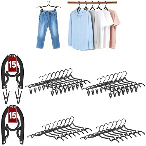 Travel Hangers, Cruise Ship Essentials Travel Essentials, Portable Cruises Must Haves 2026, Folding Hangers for Suitcase, RV Camping Airplane Europe Vacation Essential (30, Black) - color: Black
